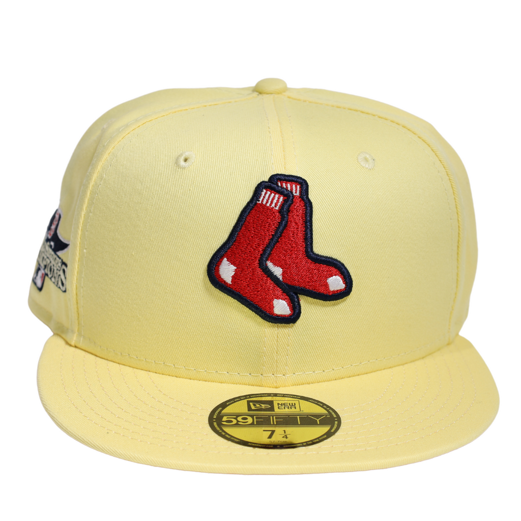 New Era Boston Red Sox 2013 World Series Champions Soft Yellow/Red 59FIFTY Fitted Hat