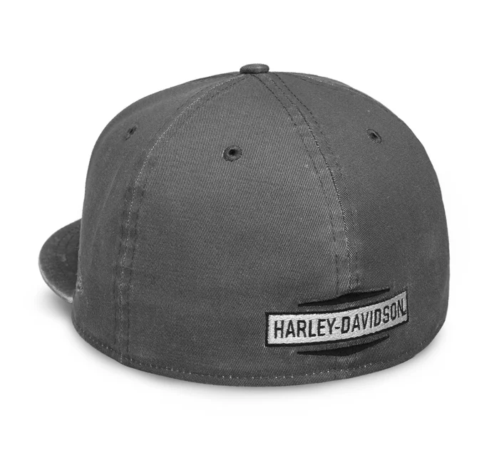 New Era Harley-Davidson Gray Raw Edge Patch 59FIFTY Fitted Hat