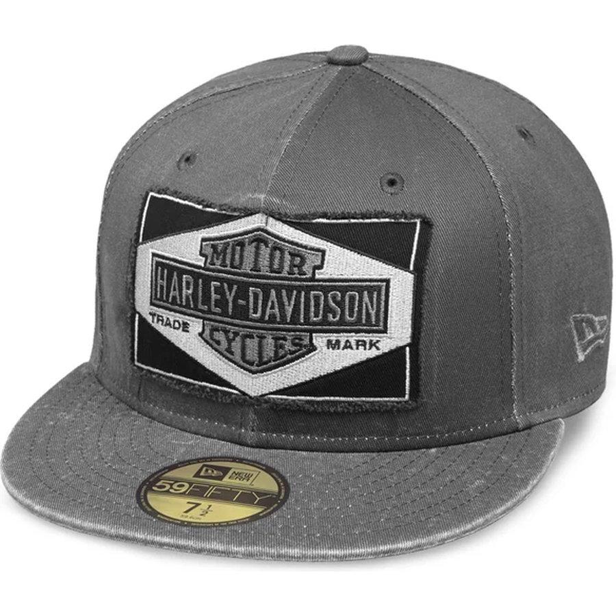 New Era Harley-Davidson Gray Raw Edge Patch 59FIFTY Fitted Hat