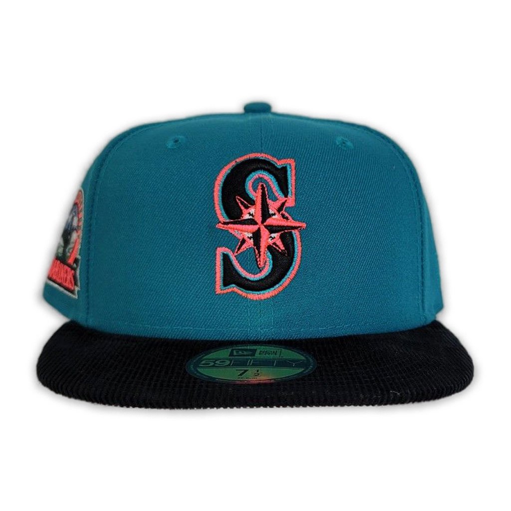 New Era Seattle Mariners Aqua/Black/Pink 30th Anniversary Pink Bottom 59FIFTY Fitted Hat
