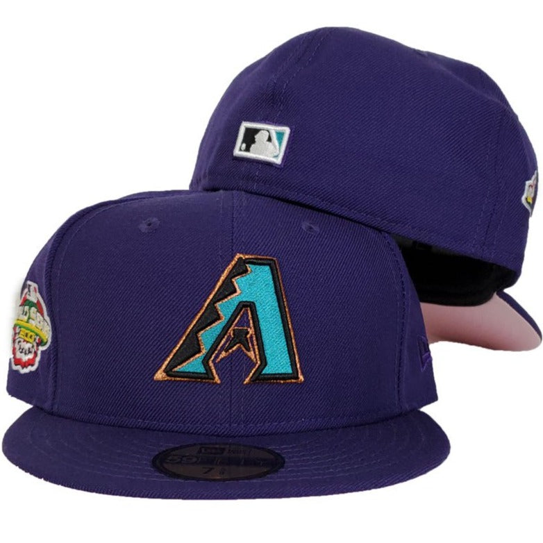 New Era Arizona Diamondbacks Purple 2001 World Series 59Fifty Fitted Hat Pink Bri