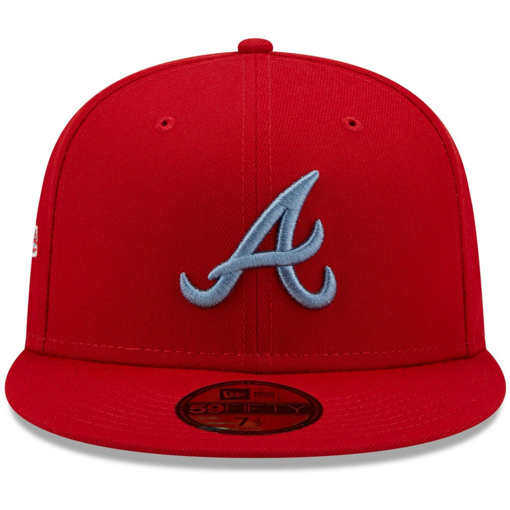 New Era Atlanta Braves Scarlet Red 1995 World Series Blue Undervisor 59FIFTY Fitted Hat