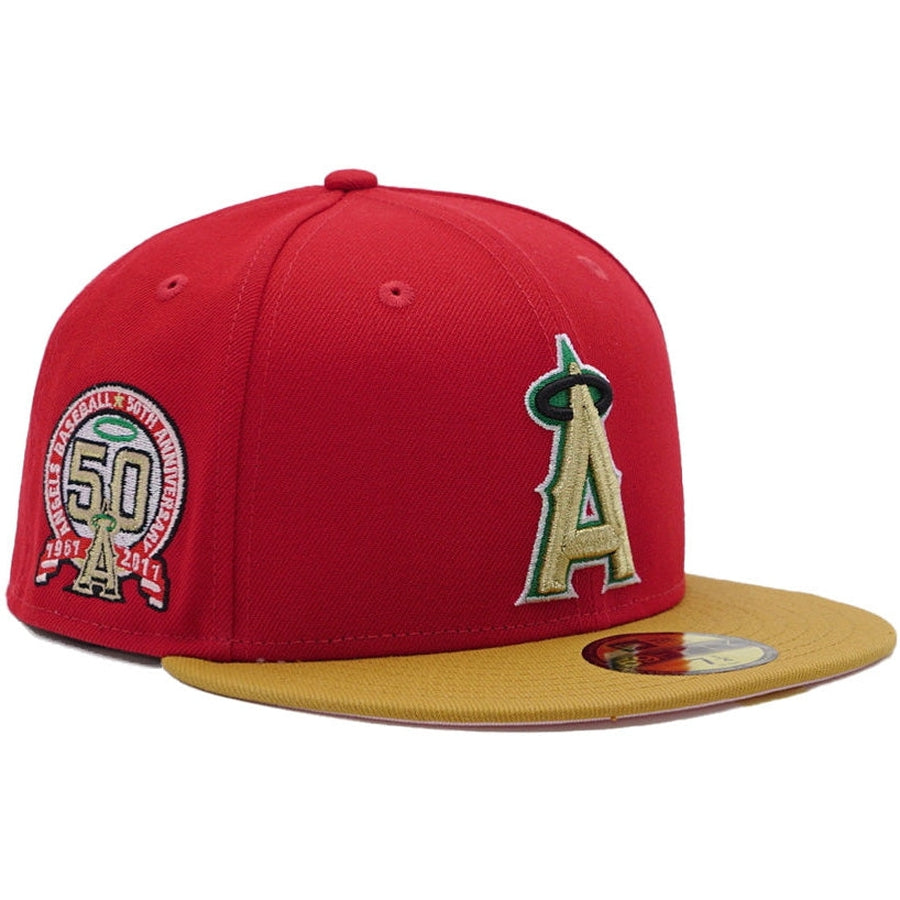 New Era x Fresh Rags Anaheim Angels 50th Anniversary Scarlet/Panama Tan 59FIFTY Fitted Hat