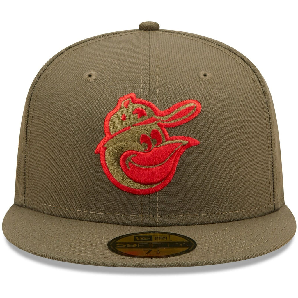 New Era Olive Baltimore Orioles 1983 World Series Scarlet Undervisor 59FIFTY Fitted Hat