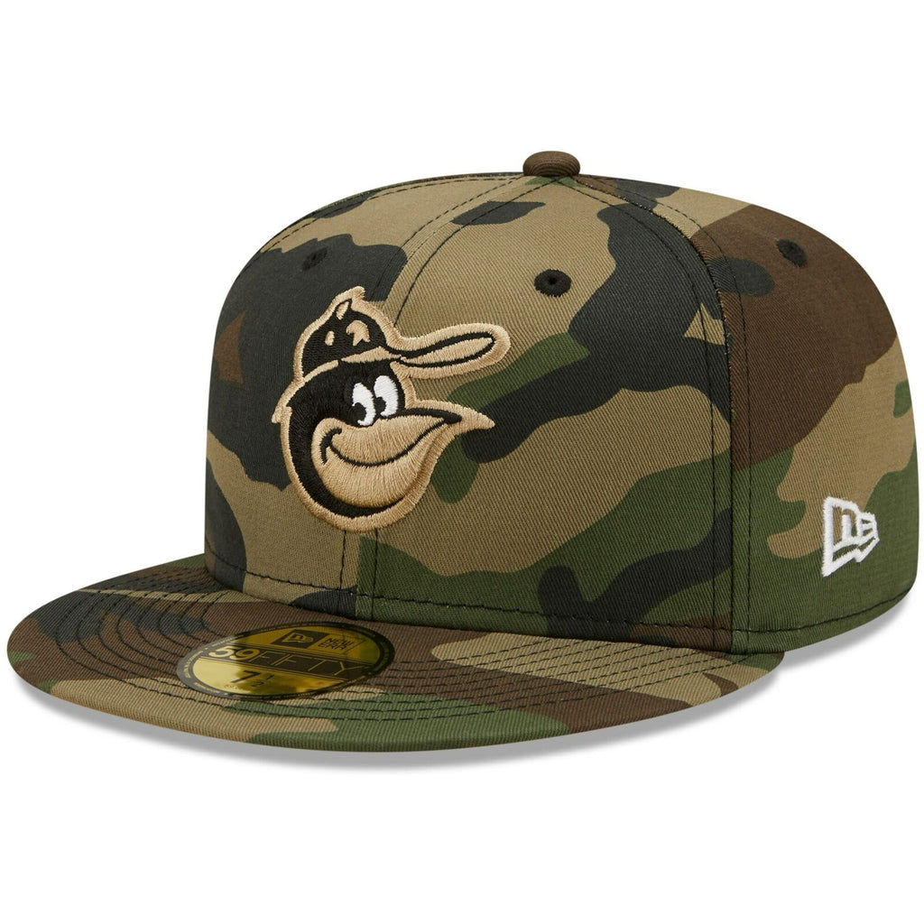 New Era Camo Baltimore Orioles 1996 World Series Flame Undervisor 59FIFTY Fitted Hat