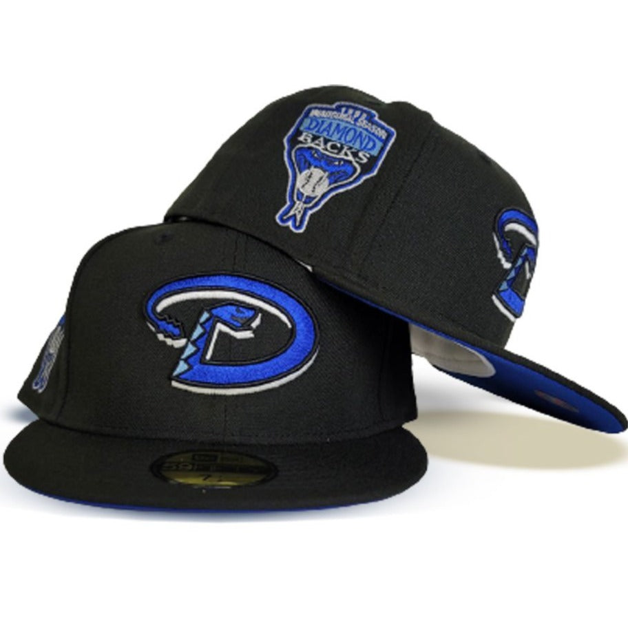New Era Arizona Diamondbacks Black/Royal Blue Bottom 1998 Inaugural Season 59Fifty Fitted Hat