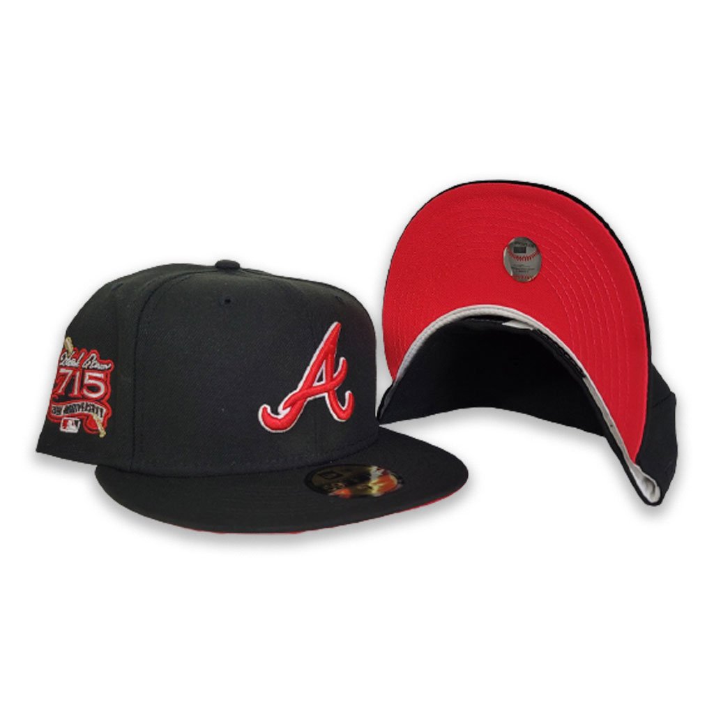 New Era Black Atlanta Braves Infrared Bottom 25th Anniversary Patch 59Fifty Fitted Hat