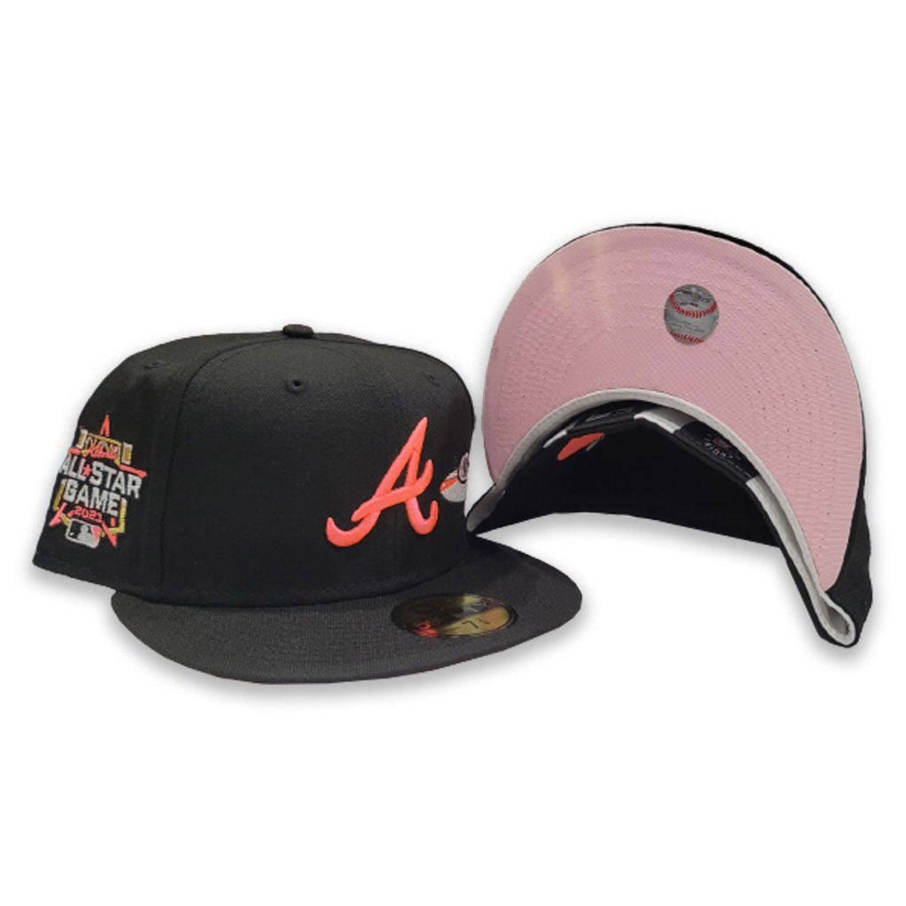New Era Black Atlanta Braves City Icons Pink Bottom 2021 All Star Game 59Fifty Fitted Hat