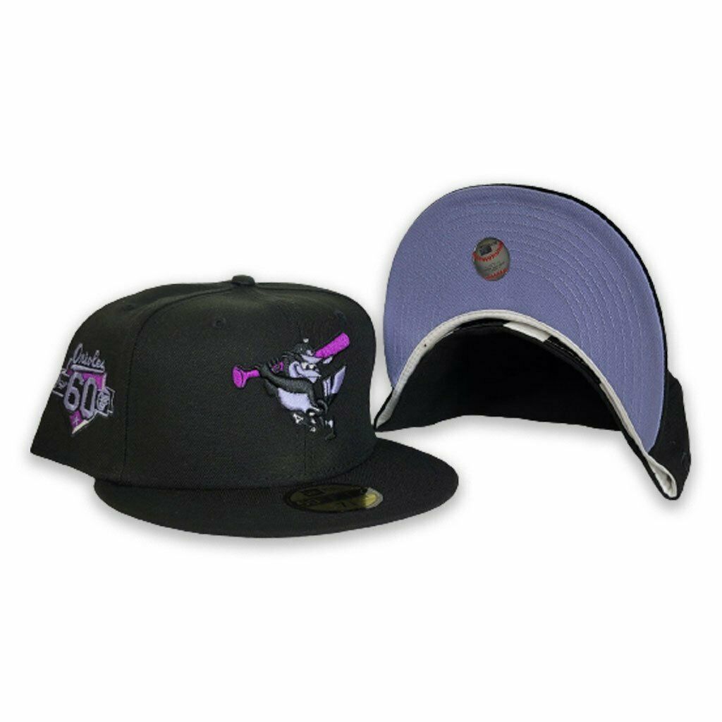 New Era Baltimore Orioles Black/Purple 60th Anniversary Lavender Undervisor 59FIFTY Fitted Hat