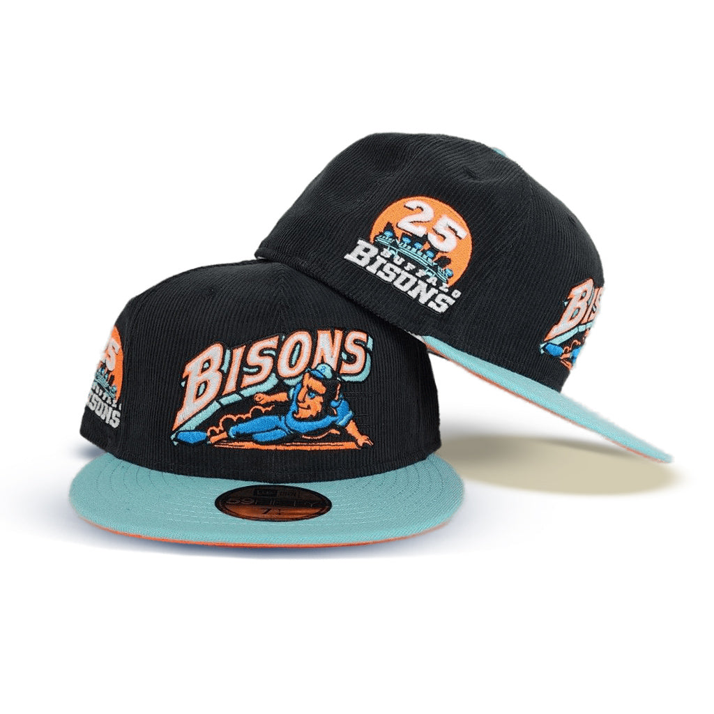 New Era Buffalo Bisons Black Corduroy/Light Blue 25 Years 59FIFTY Fitted Hat
