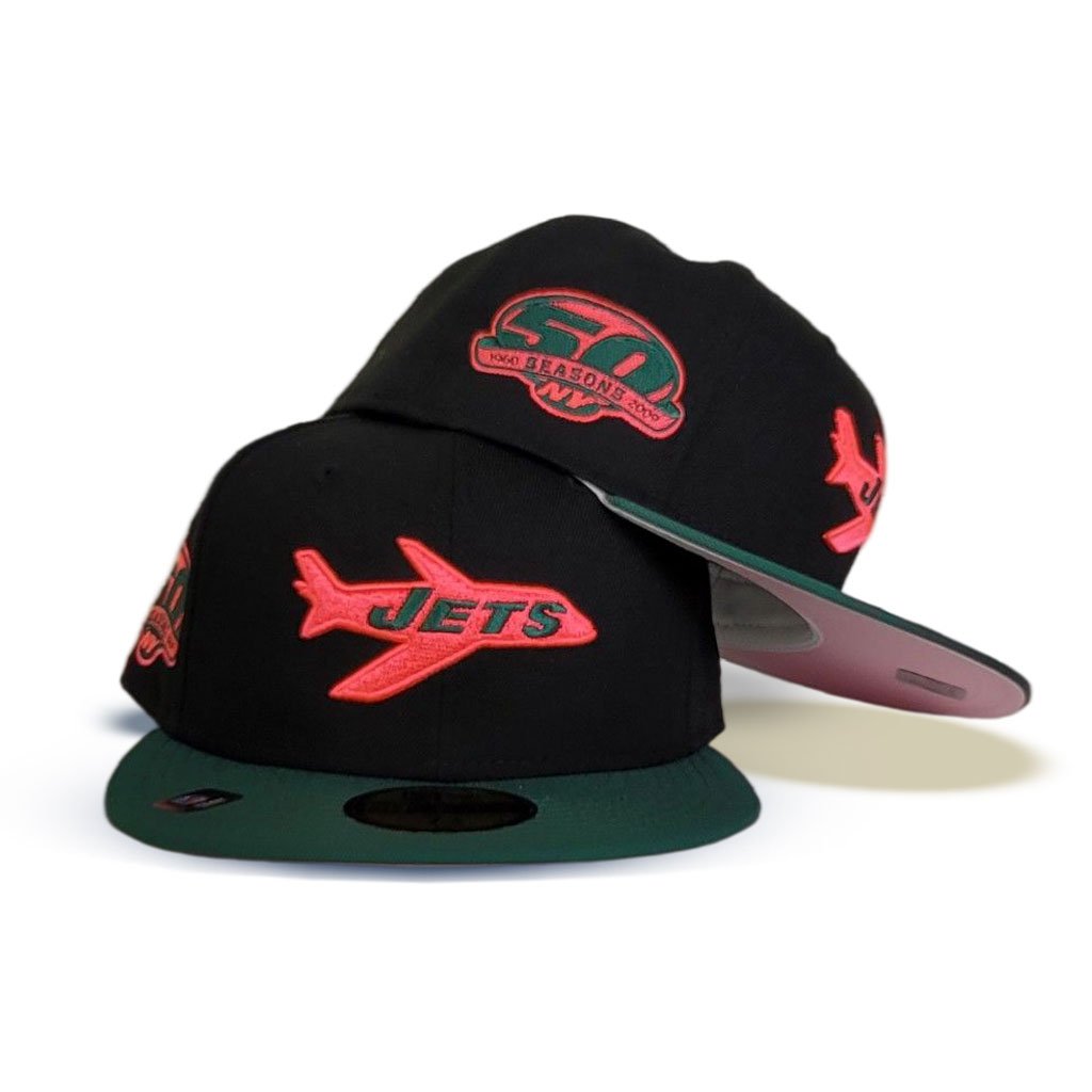 New Era New York Jets Black/Green/Pink 50th Season 59FIFTY Fitted Hat