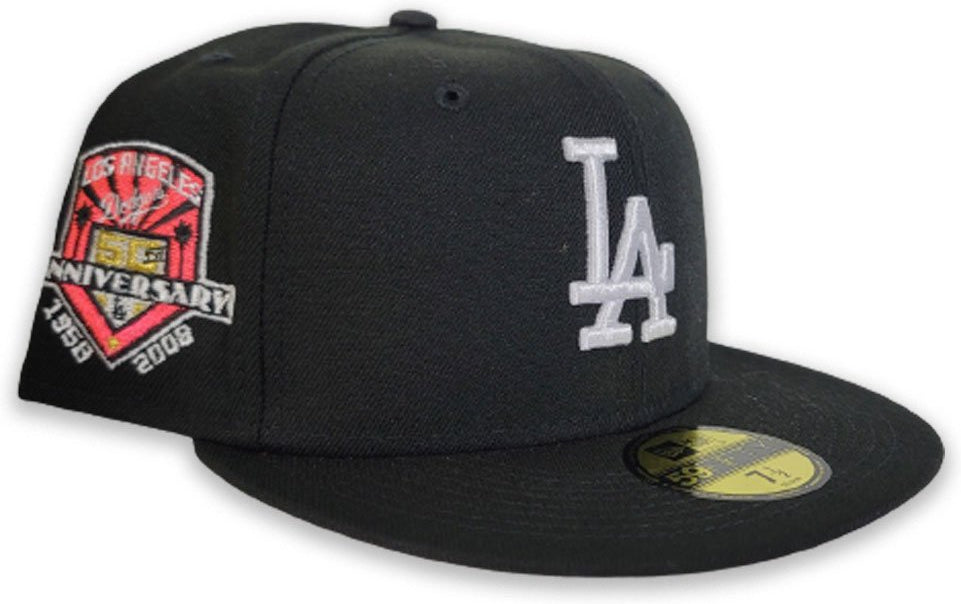 New Era Los Angeles Dodgers 50th Anniversary Pink Bottom 59FIFTY Fitted Hat
