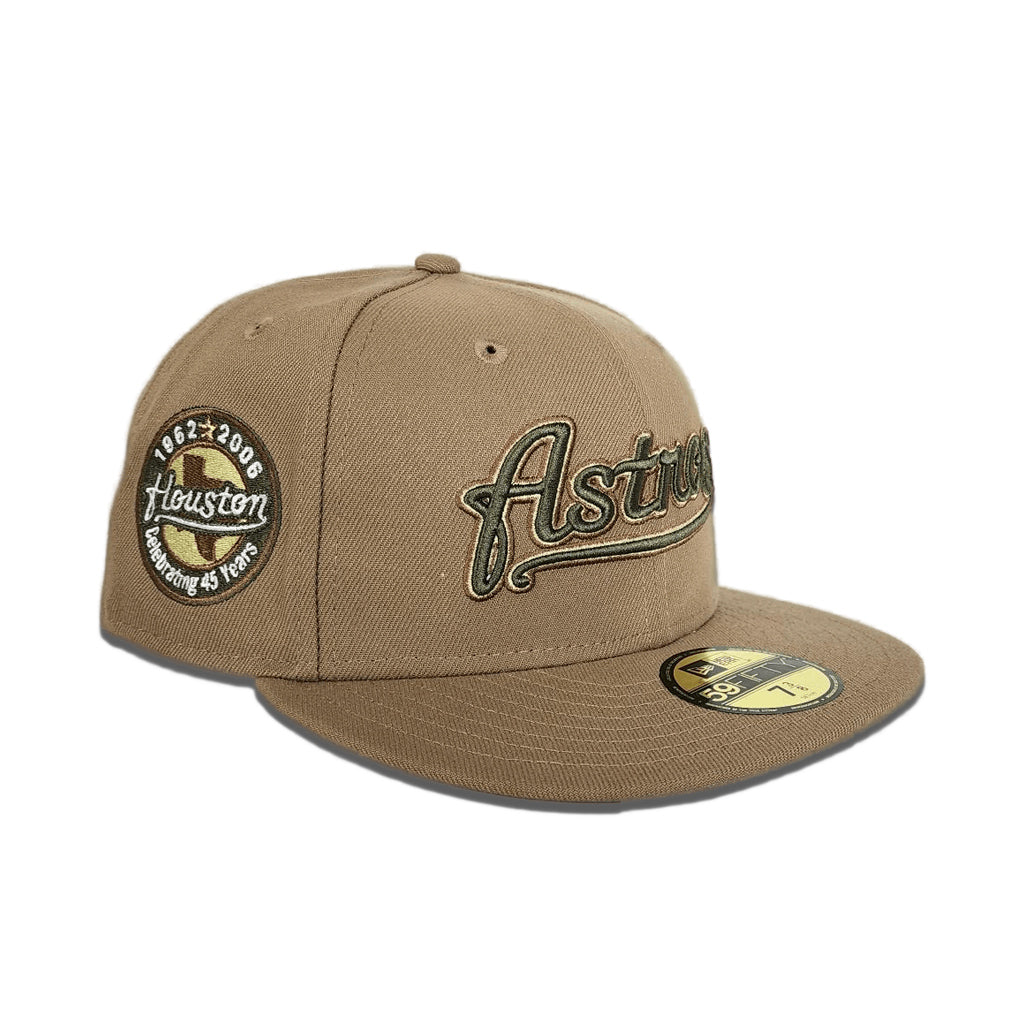 New Era Houston Astros 45 Years Patch Khaki 59FIFTY Fitted Hat