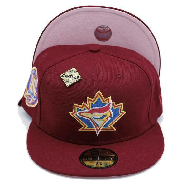 New Era Toronto Blue Jays Cardinal Red 1997-2006 30th Season Pink Undervisor 59FIFTY Fitted Hat