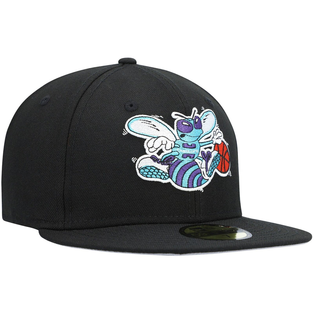 New Era Black Charlotte Hornets Hardwood Classics Collection 59FIFTY Fitted Hat