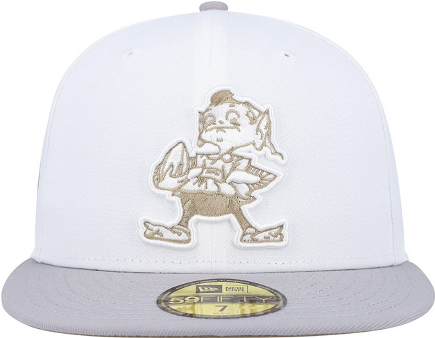 New Era White/Gray Cleveland Browns 75th Anniversary Gold Undervisor 59FIFTY Fitted Hat
