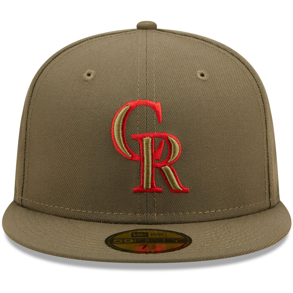 New Era Colorado Rockies Olive 1993 Inaugural Year Scarlet Undervisor 59FIFTY Fitted