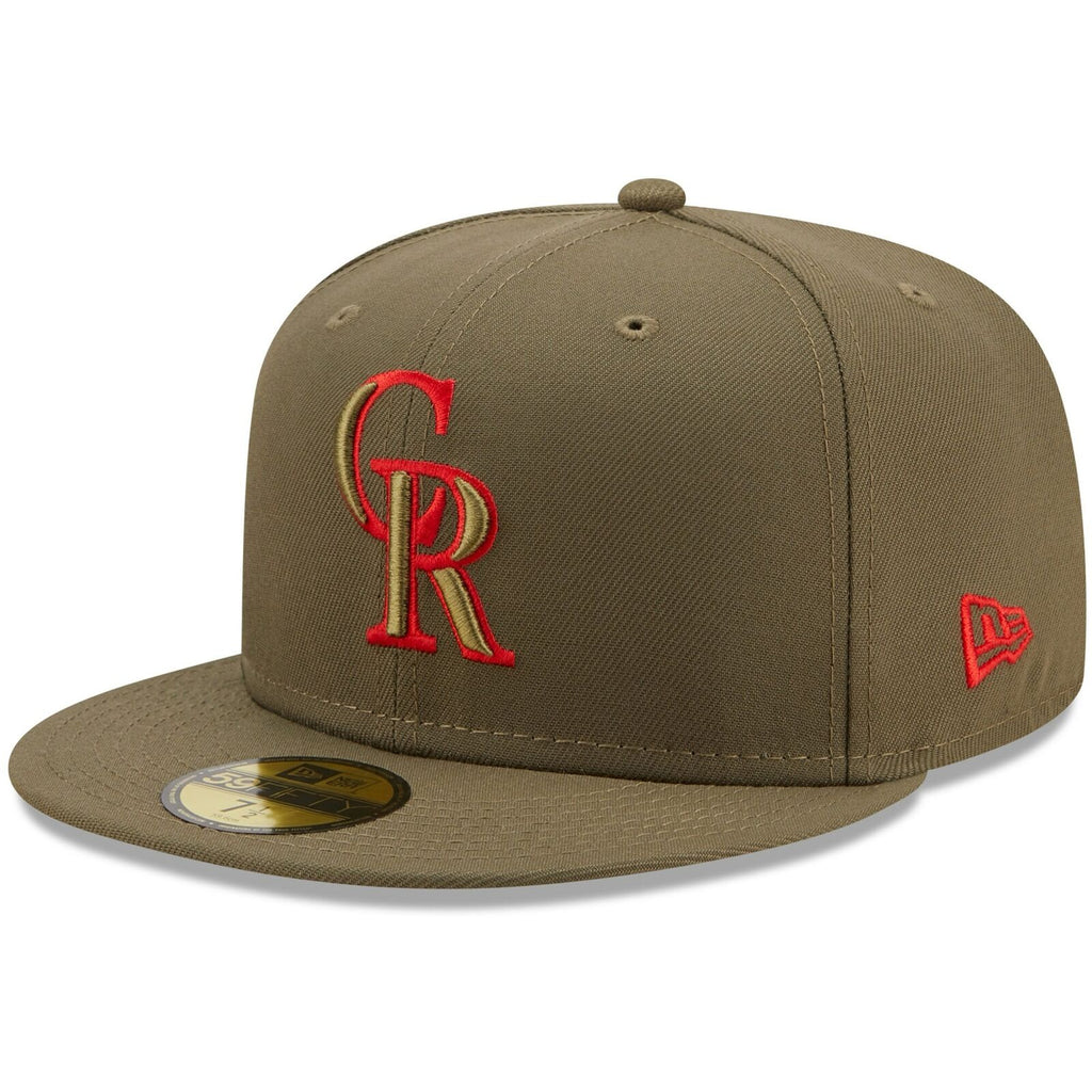New Era Colorado Rockies Olive 1993 Inaugural Year Scarlet Undervisor 59FIFTY Fitted