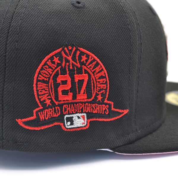 New Era New York Yankees Black/Red Rose 2000 World Series Pink Bottom 59FIFTY Fitted Hat