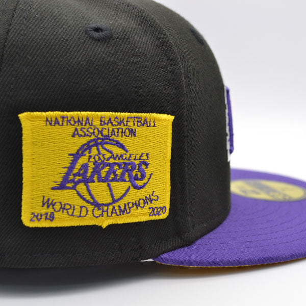New Era Los Angeles Lakers 2020 World Champions Black/Purple/Yellow UV 59FIFTY Fitted Hat