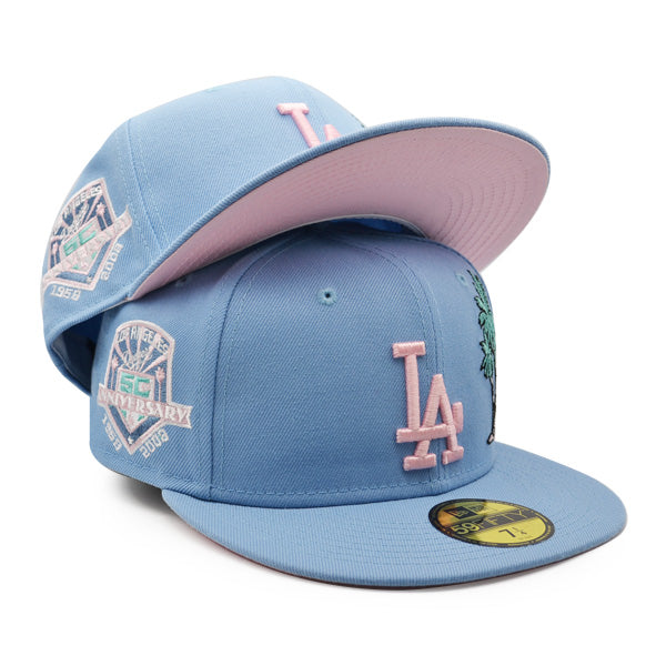 New Era Los Angeles Dodgers Sky Blue 50th Anniversary Pink Undervisor 59FIFTY Fitted Hat