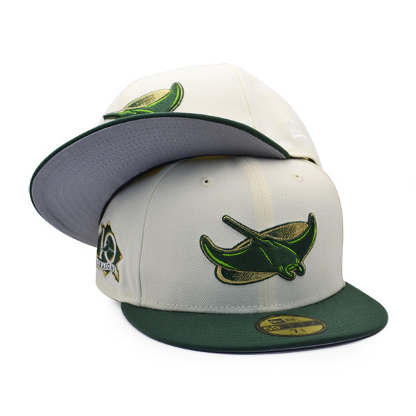 Devil Rays Fitted New Era Tampa Bay Devil Rays White/Pine/Gold 10 Season 59FIFTY Fitted