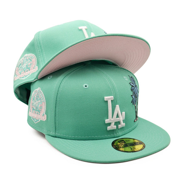 New Era Los Angeles Dodgers Mint 60th Anniversary Pink Undervisor 59FIFTY Fitted Hat