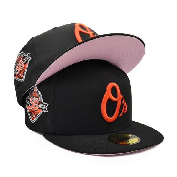 New Era Baltimore Orioles Black/Orange 50th Anniversary Pink Bottom 59FIFTY Fitted Hat