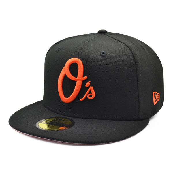 New Era Baltimore Orioles Black/Orange 50th Anniversary Pink Bottom 59FIFTY Fitted Hat