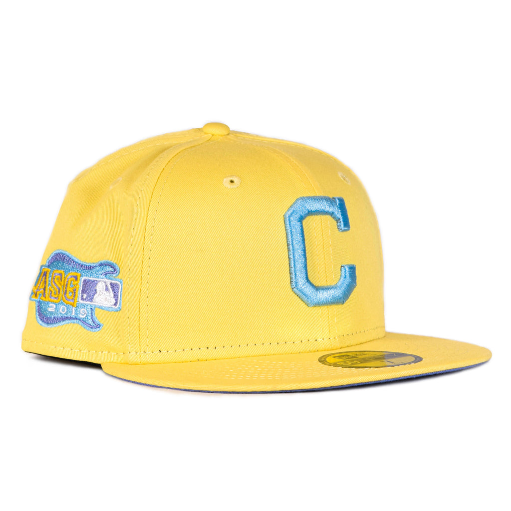 New Era Cleveland Indians Yellow All-Star Game Lavender Undervisor 59FIFTY Fitted Hat