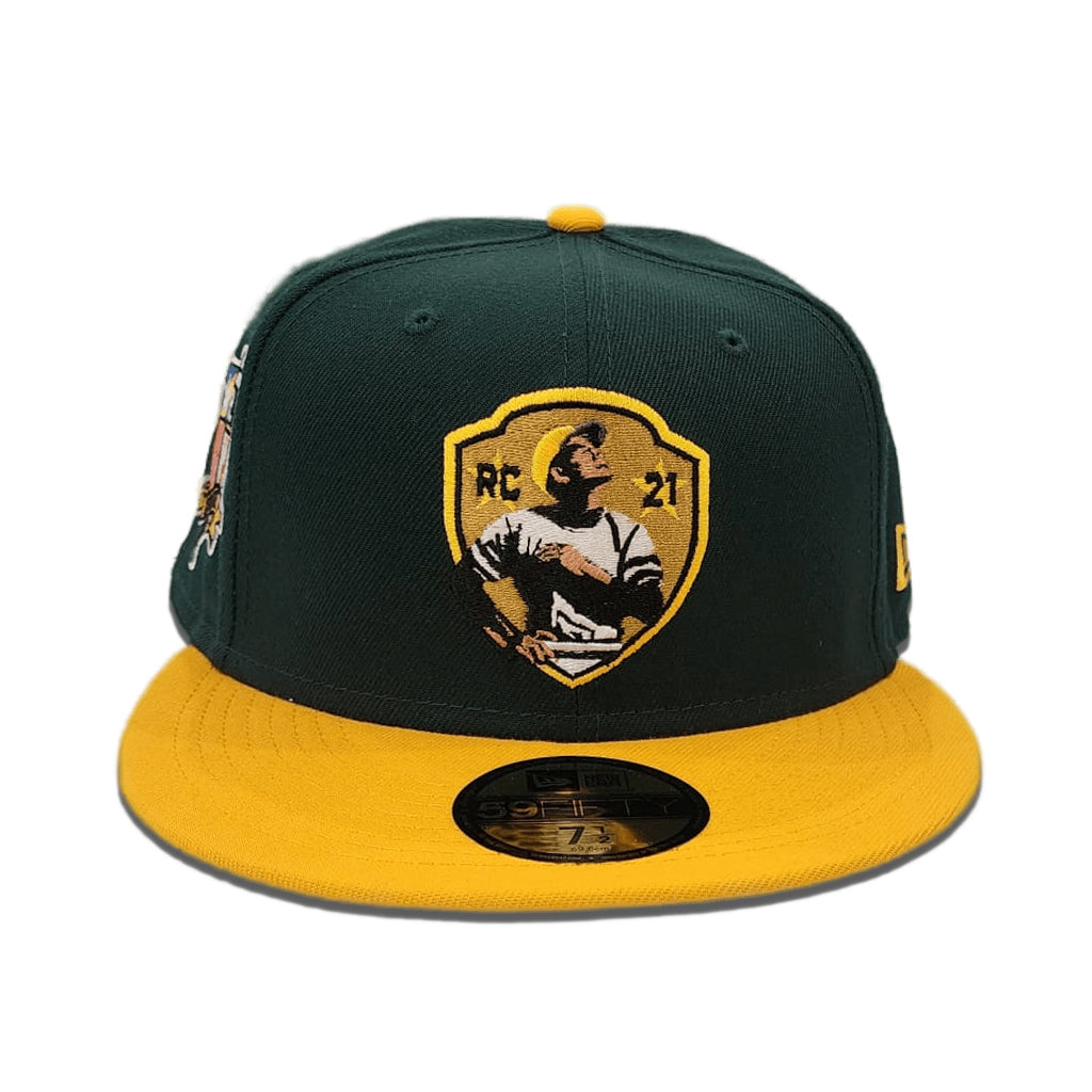 New Era Roberto Clemente #21 Side Patch Dark Green/Yellow 59FIFTY Fitted Hat