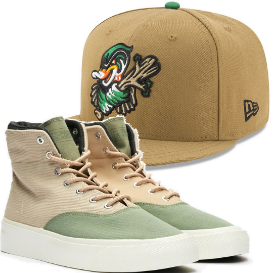Down East Wood Ducks AC Fitted Hat w/ Converse Jungle Cloth Skid Grip Matching Sneakers