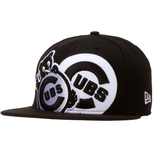 New Era Chicago Cubs Black and White Dual Logo 59Fifty Fitted Hat