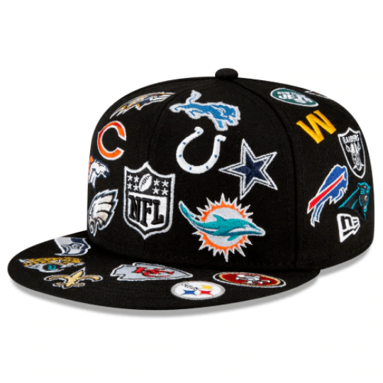 New Era NFL All Over Black Team Logos 59FIFTY Fitted Hat