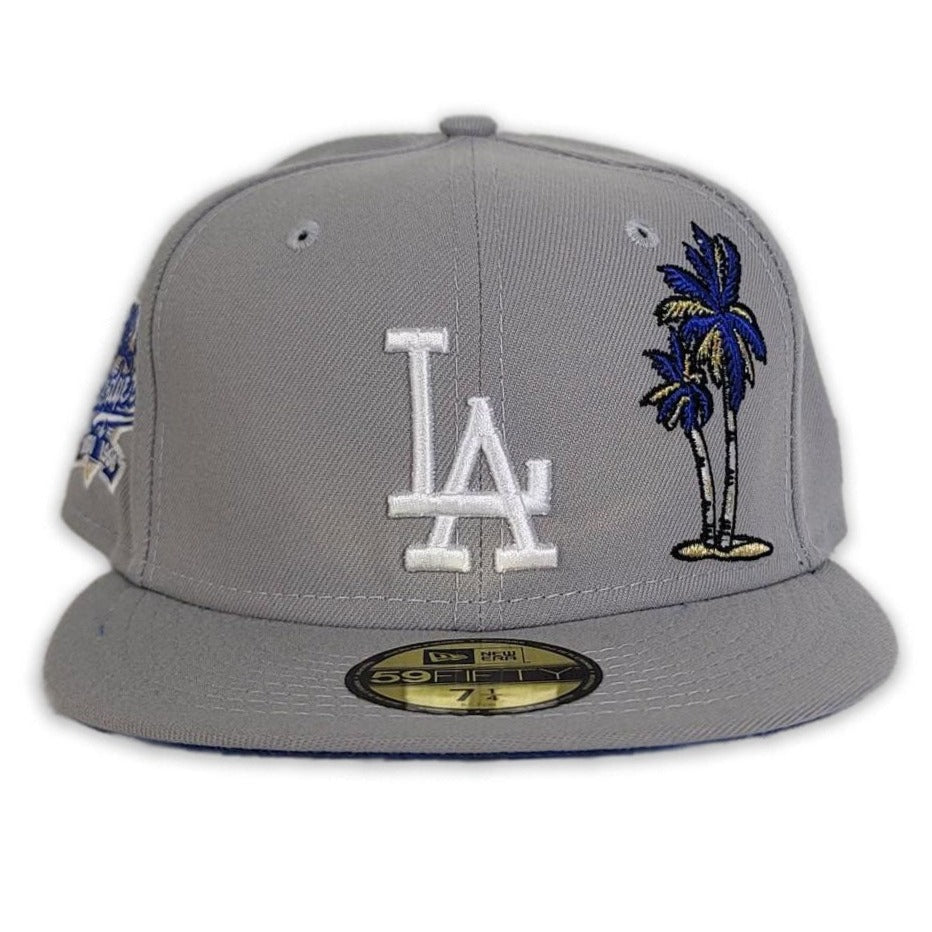New Era Los Angeles Dodgers Gray/Royal Blue Palm tree 100th Anniversary 59FIFTY Fitted Hat