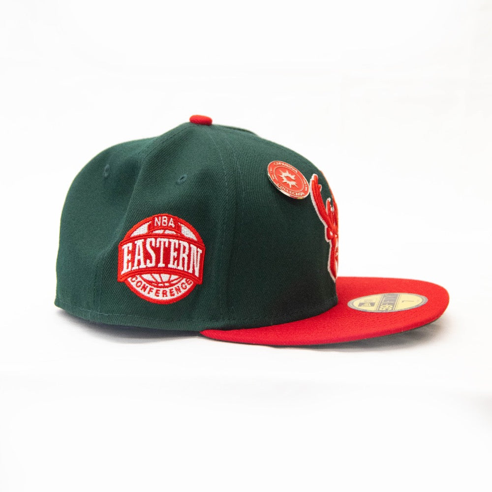 New Era Milwaukee Bucks Olive/Red 2Tone 59Fifty Fitted Hat