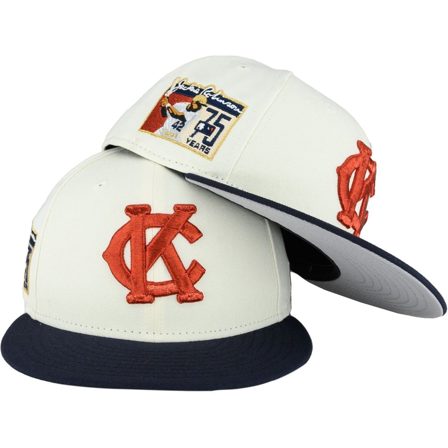 New Era Kansas City Monarchs Chrome White/Navy Jackie Robinson 75th 59FIFTY Fitted Hat