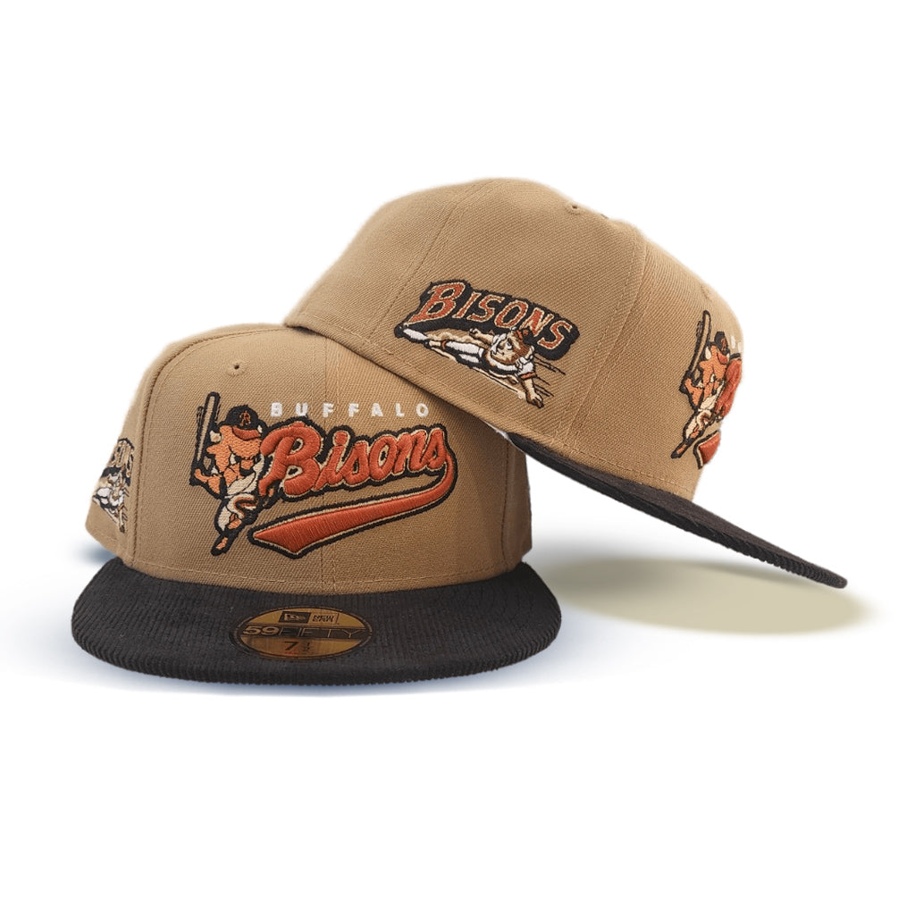 New Era Buffalo Bisons Khaki/Black Corduroy 59FIFTY Fitted Hat