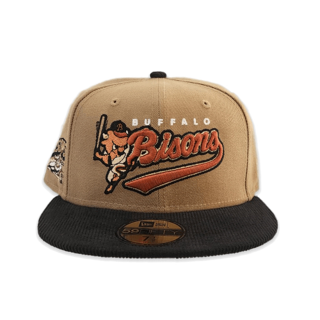 New Era Buffalo Bisons Khaki/Black Corduroy 59FIFTY Fitted Hat