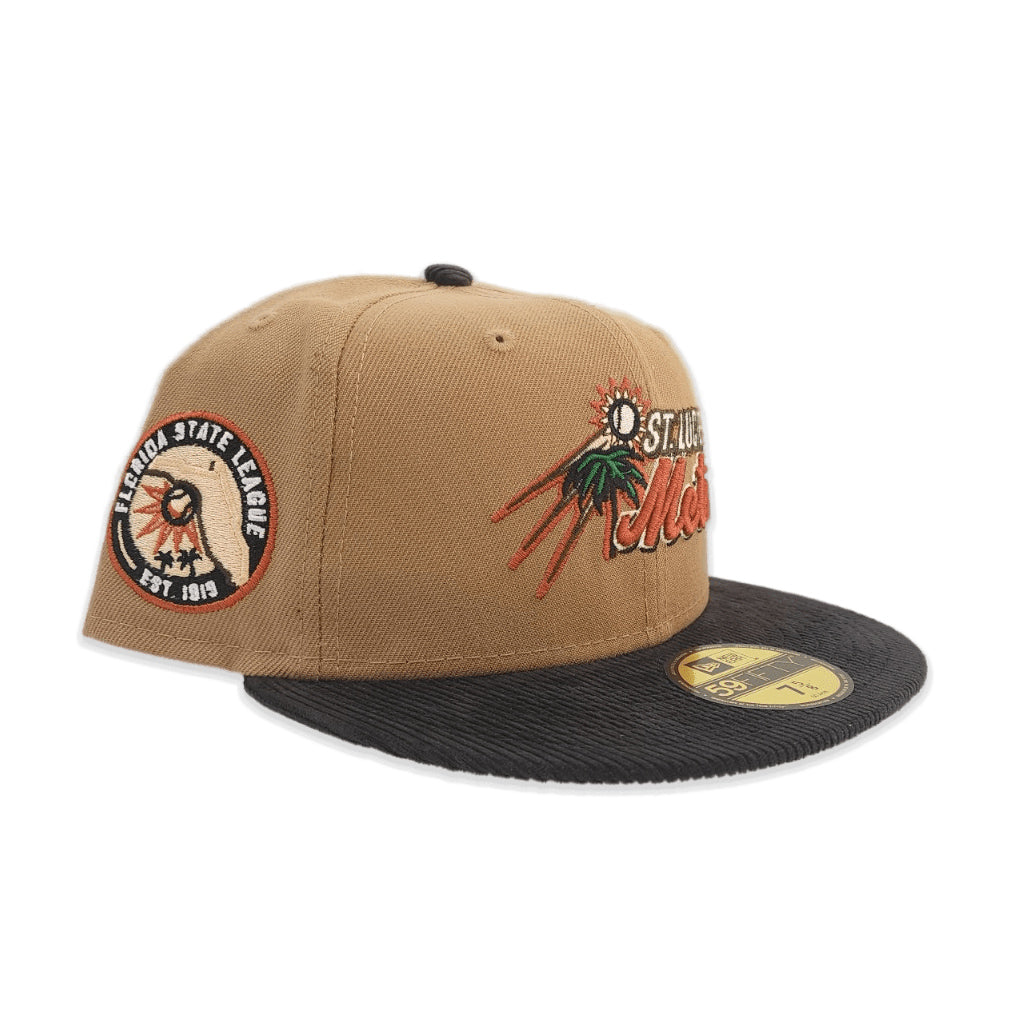 New Era St. Lucie Mets Florida State League Khaki/Black Corduroy 59FIFTY Fitted Hat
