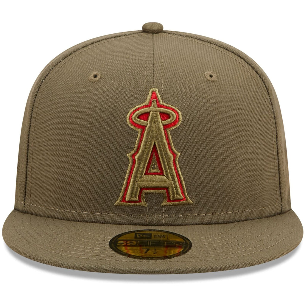 New Era Los Angeles Angels Olive 2002 World Series Scarlet Undervisor 59FIFTY Fitted