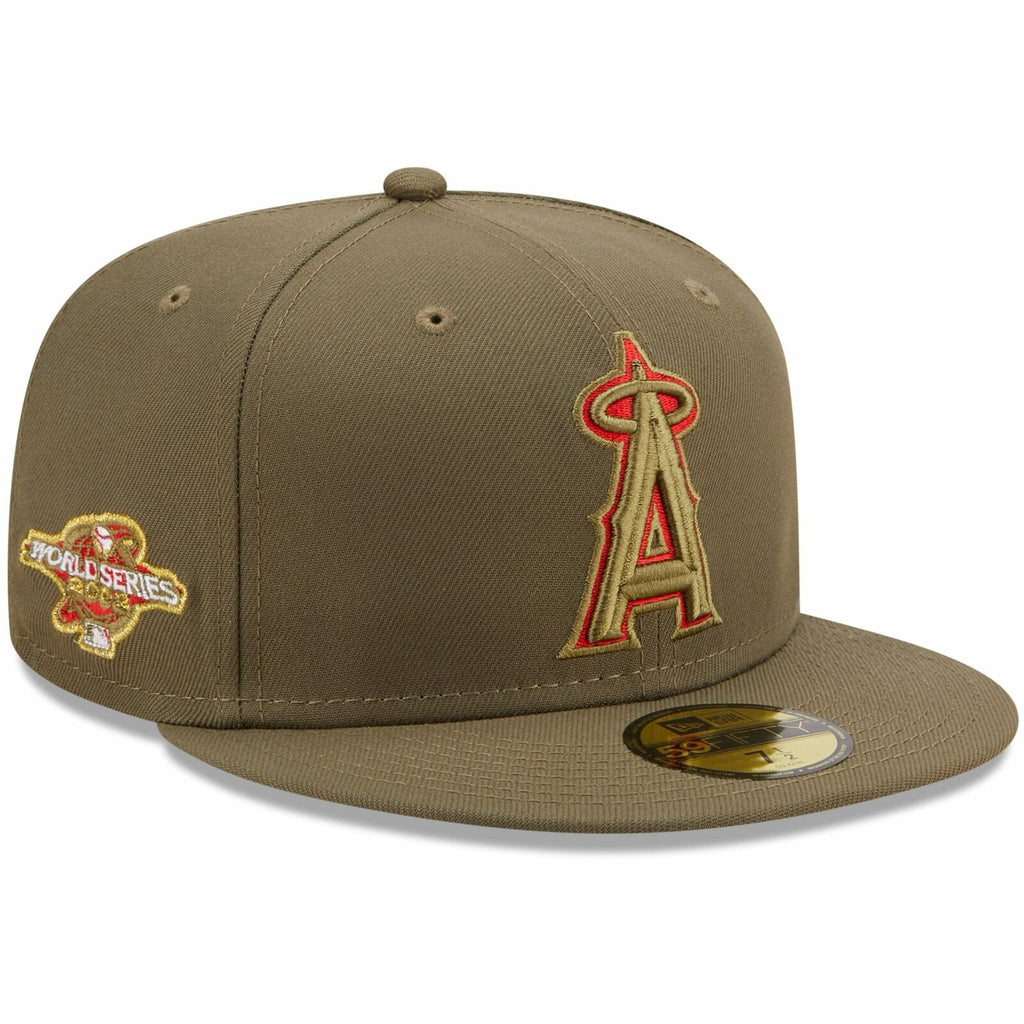 New Era Los Angeles Angels Olive 2002 World Series Scarlet Undervisor 59FIFTY Fitted