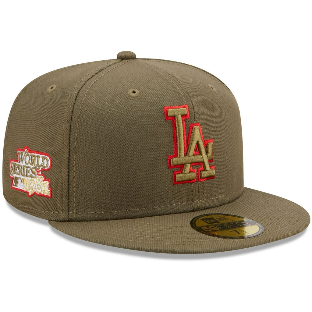 New Era Los Angeles Dodgers Olive 1981 World Series Scarlet Undervisor 59FIFTY Fitted