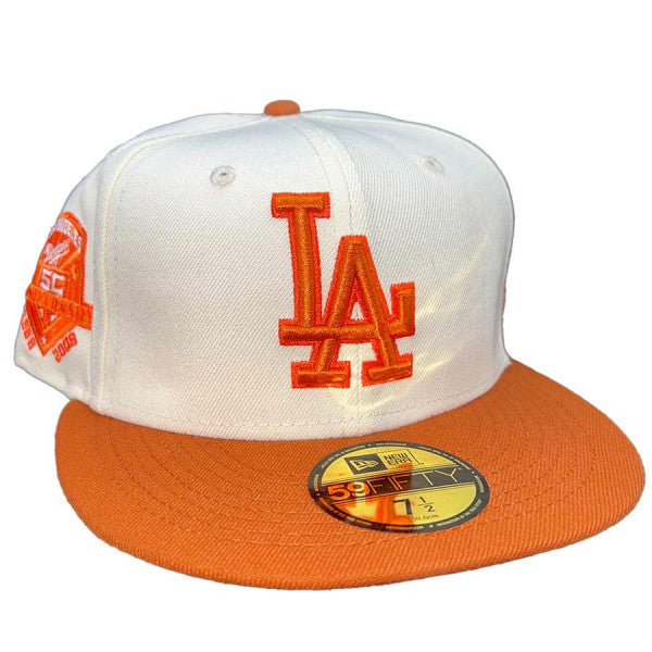New Era Los Angeles Dodgers Chrome Two Tone 50th Anniversary Patch Bright Orange UV 59FIFTY Fitted Hat