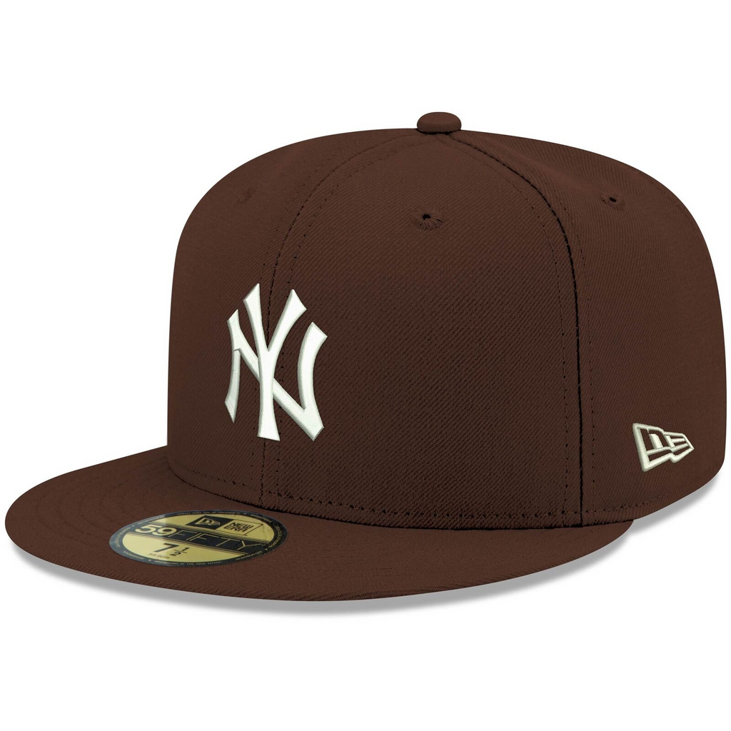 New Era Brown New York Yankees Logo White 59FIFTY Fitted Hat