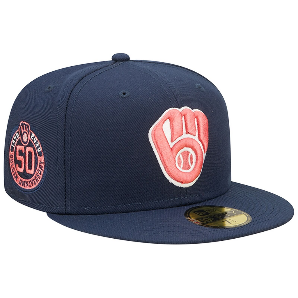 New Era Navy Milwaukee Brewers 50th Anniversary Lava Undervisor 59FIFTY Fitted Hat