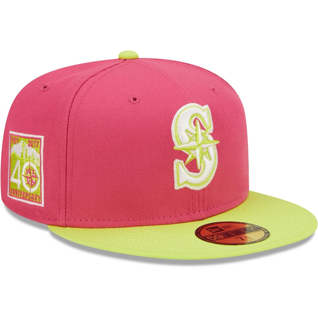 Men's New Era Pink Seattle Mariners 40th Anniversary Beetroot Cyber 59FIFTY Fitted Hat