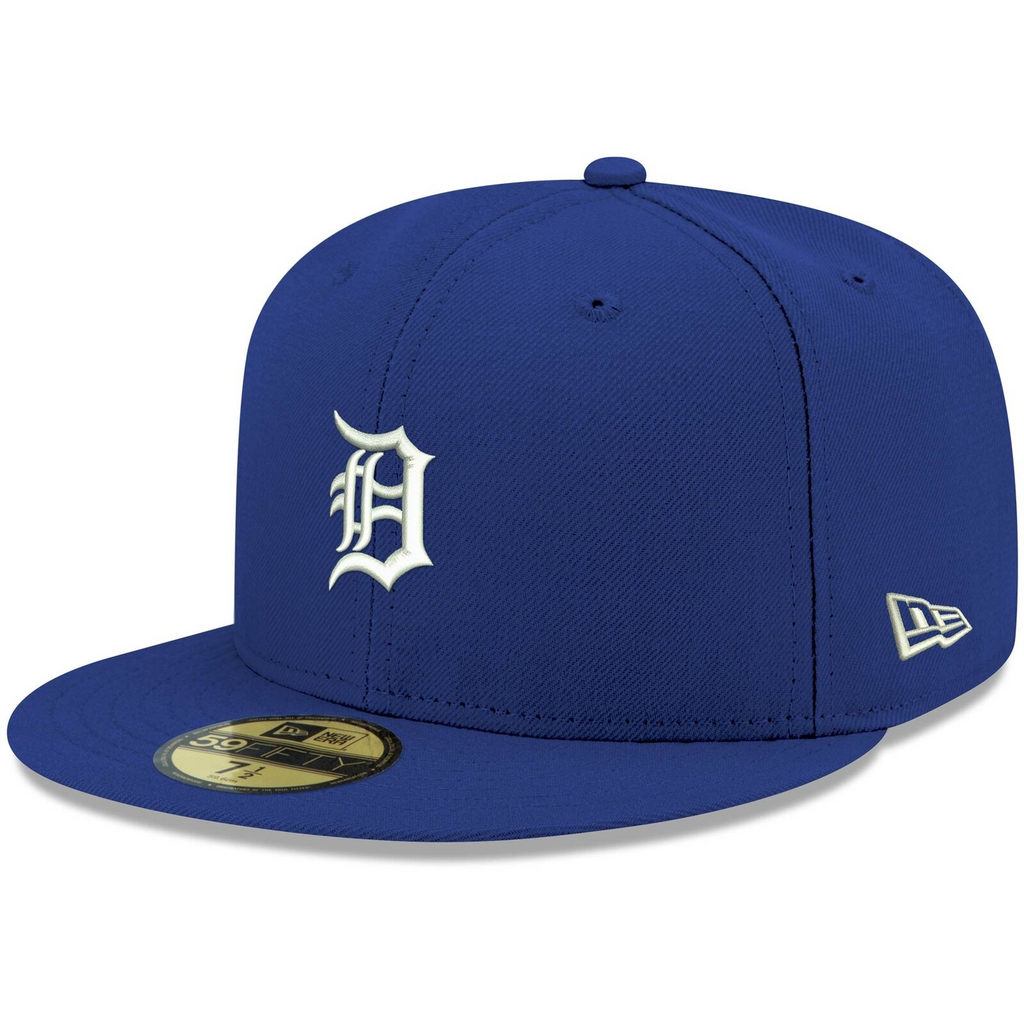 New Era Royal Detroit Tigers Logo White 59FIFTY Fitted Hat