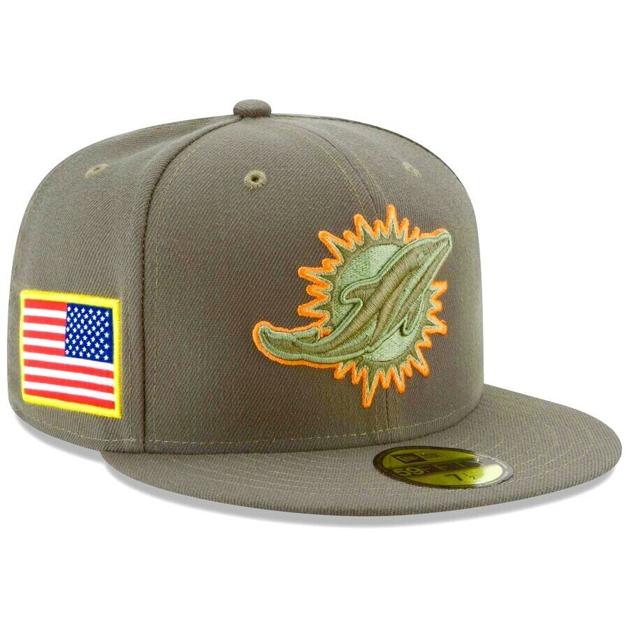 New Era Miami Dolphins 2018 Salute To Service Veteran Military Camo 59FIFTY Fitted Hat