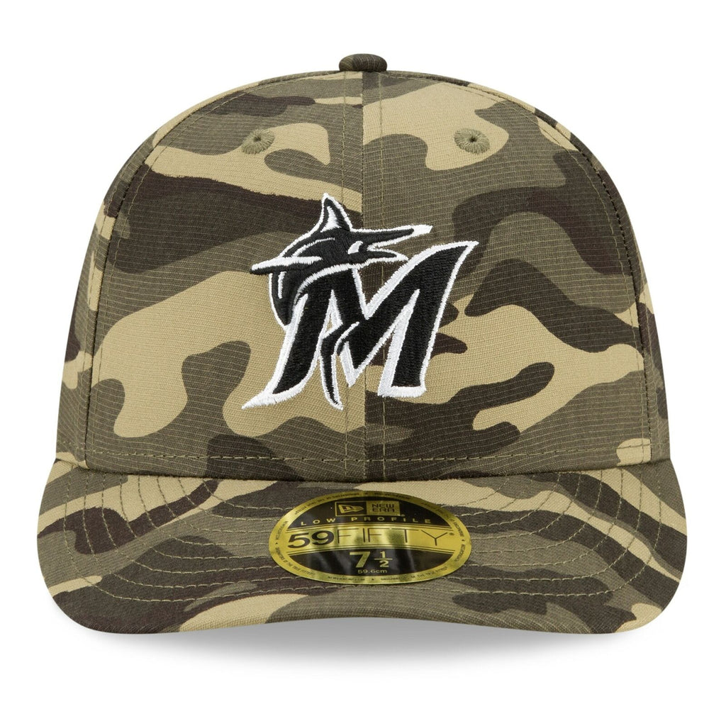 New Era Miami Marlins 2021 Camo Armed Forces Day On-Field Low Profile 59FIFTY Fitted Hat
